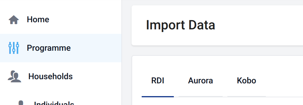 Import Data dialog with source tabs