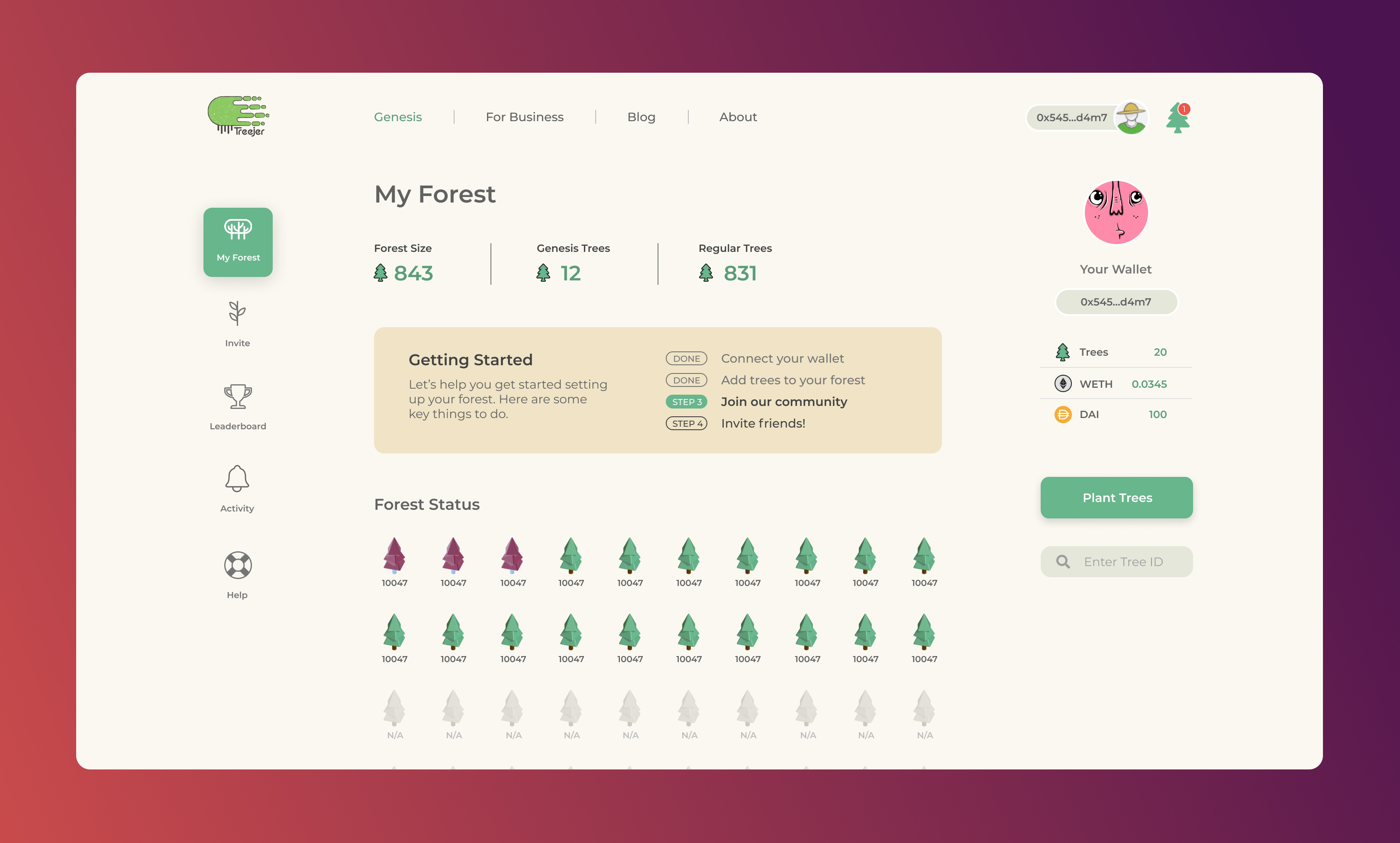 Screenshot of the My Forest application.